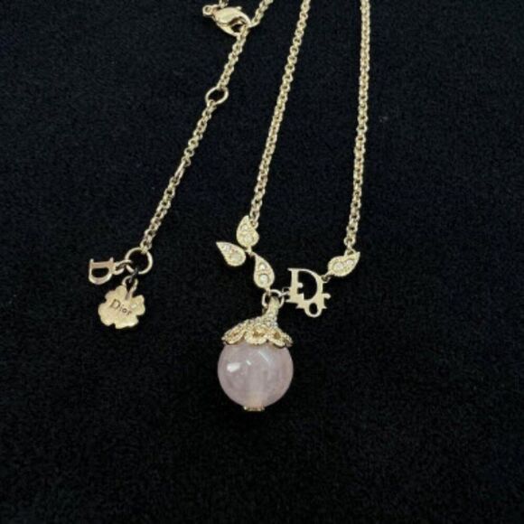 ✨ RARE Authentic Dior Trotter Rose Quartz Gold-Tone delicate Necklace – 16”~20” - Picture 4 of 8